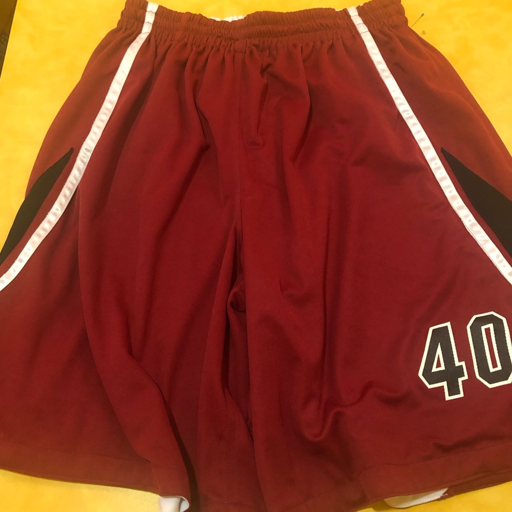 Old school Basketball long shorts athletic reversible maroon White blue # 40 2XL